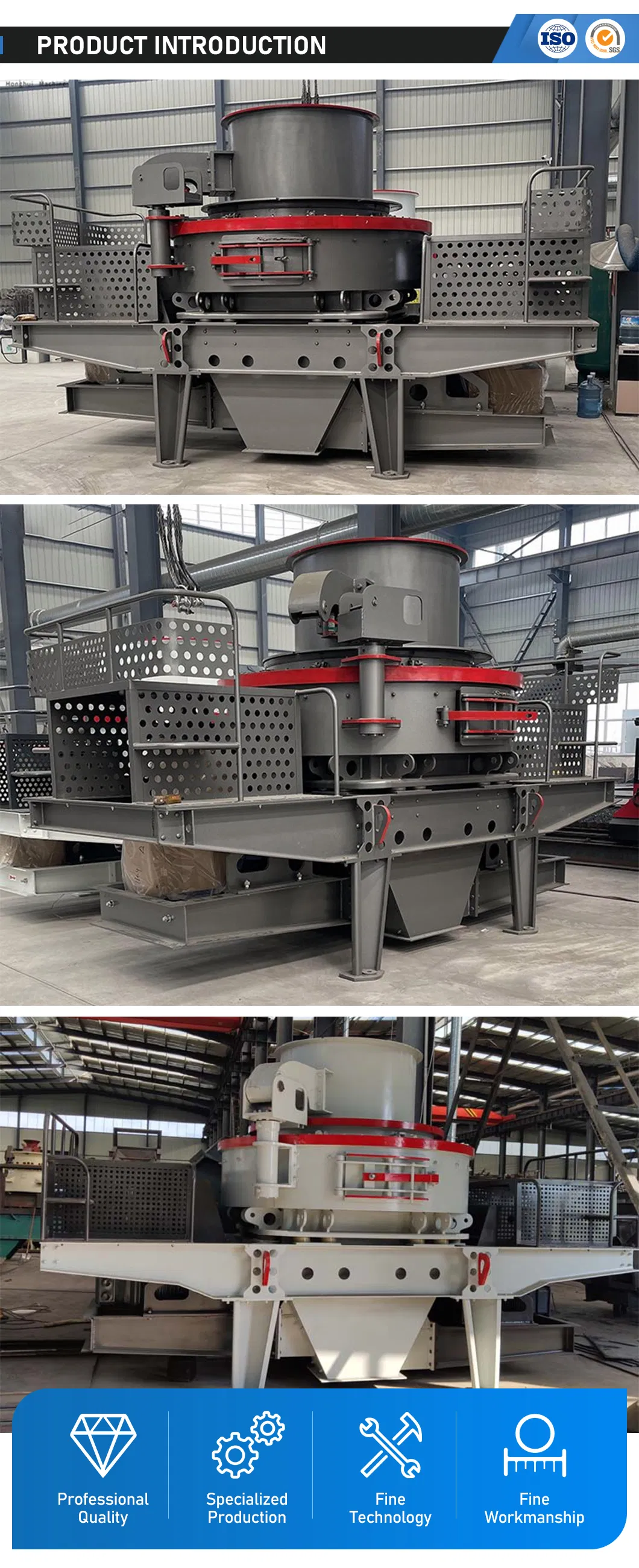 VSI Sand Making Machine 50-500t/H, ISO Certified for Quarry &amp; Mining
