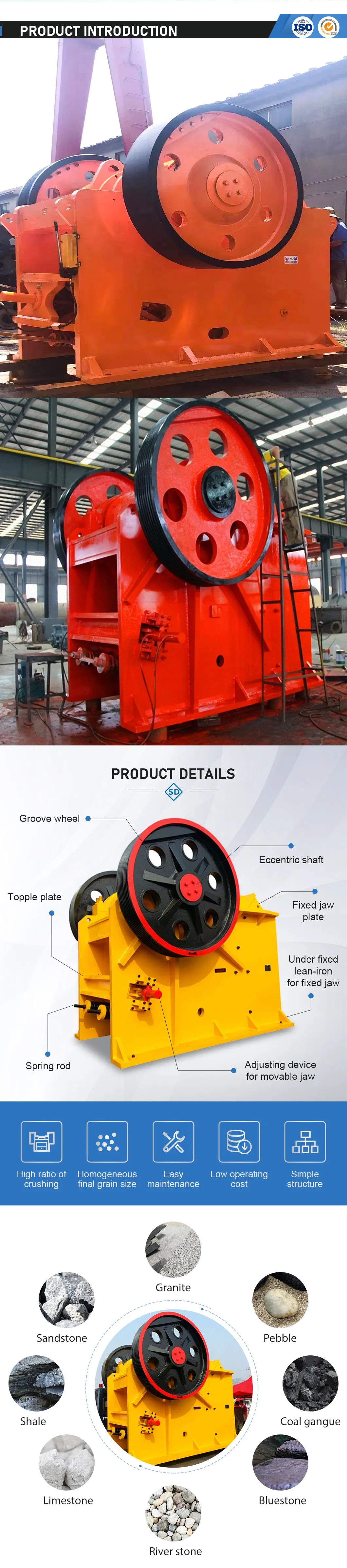 Heavy Duty PE900X1200 Primary Jaw Crusher Hard Rock Ore Mining Quarry Equipment
